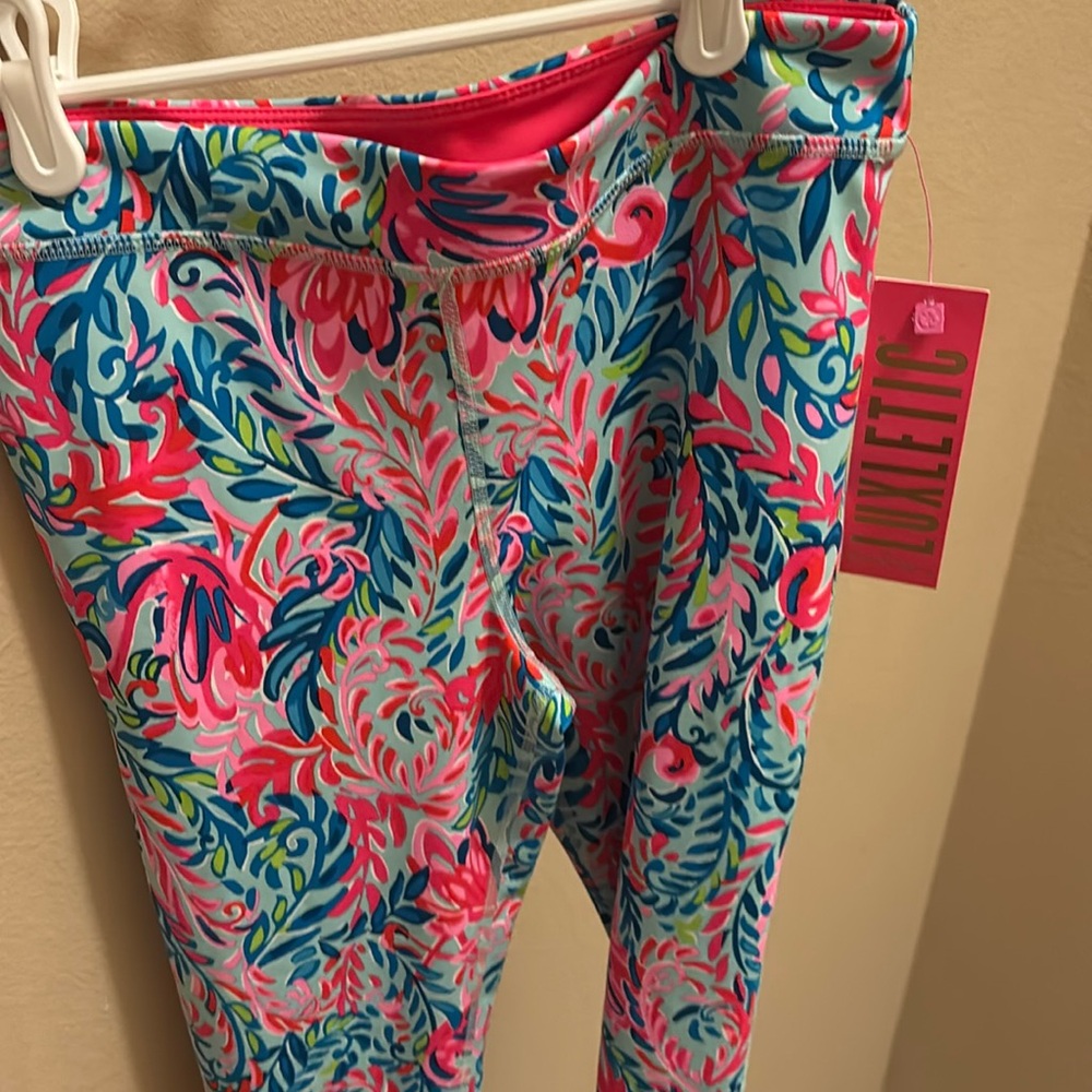 NWT Lilly Pulitzer Pink and Blue Leggings GIRLS XL (12-14)